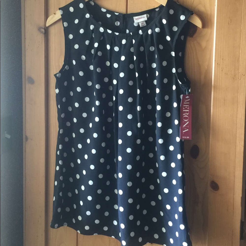 Black and white polka dot tank