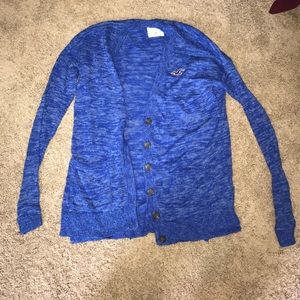 blue hollister cardigan sweater