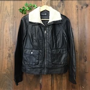 Faux black leather jacket