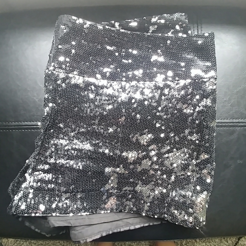 Black and Silver Sequin Shorts