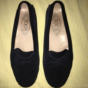 NAVY SUEDE TOD's LOAFERS