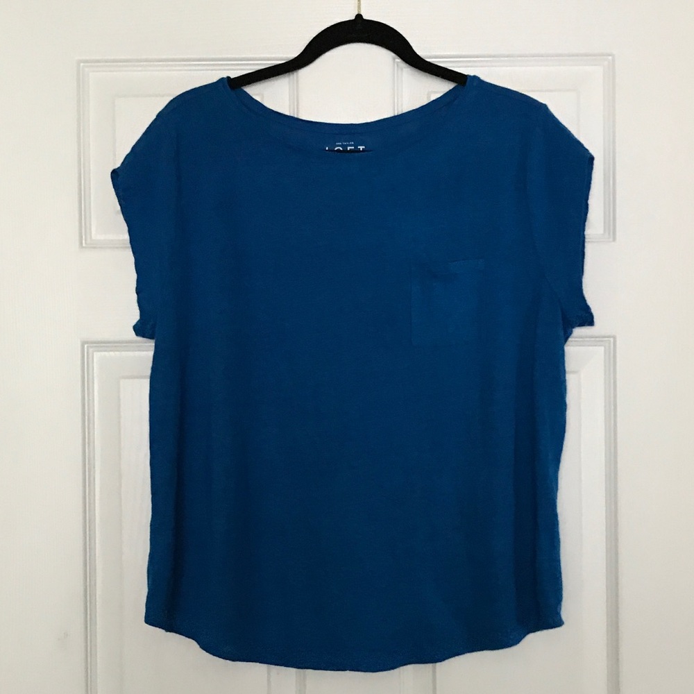 LOFT Dark Turquoise Linen T-shirt
