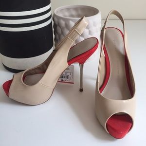 Zara stiletto open toe slingback pump