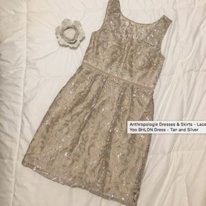 Lace Jenny Yoo BHLDN Dress - Tan and Silver