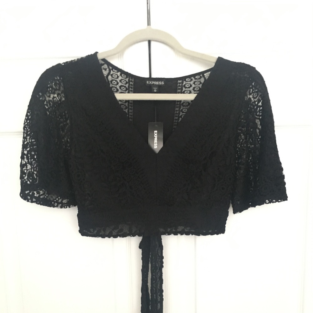 Express Crochet/Lace Black Crop Top