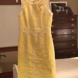 Yellow dress with white piping