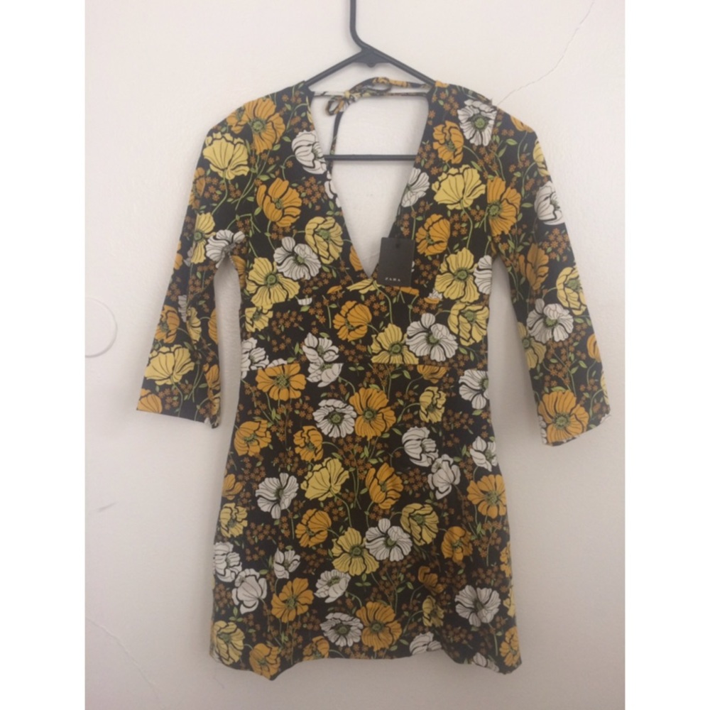 Zara mini dress 70s print