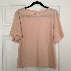 LOFT Pale Pink Trumpet Sleeve T-Shirt