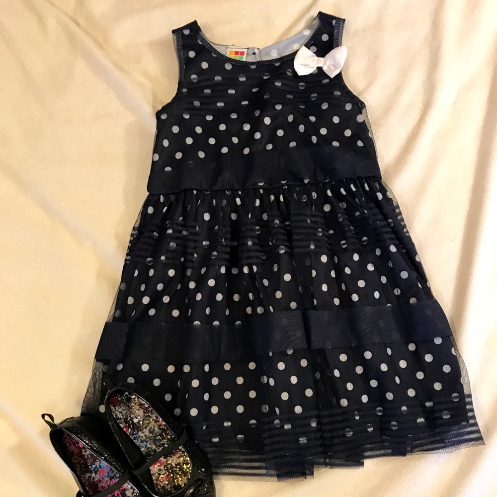 4t polkadot Navy blue and white dress