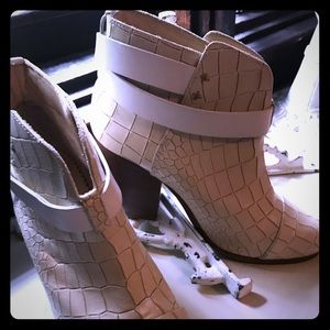 Rag and Bone "Harrow" leather croc booties