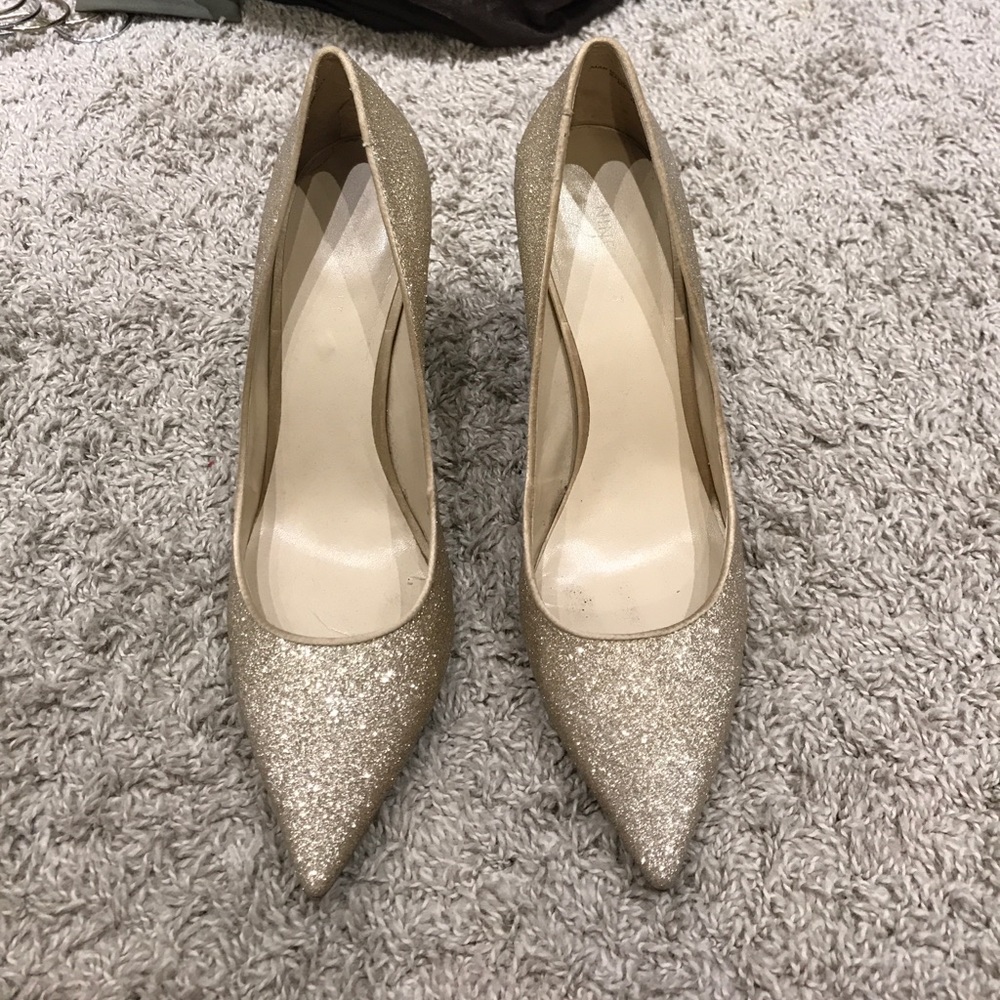 Nine West gold glitter heels