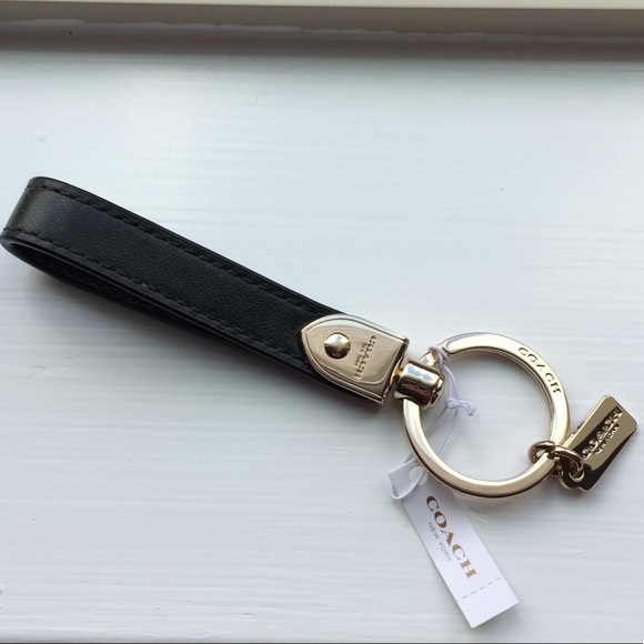 Coach Accessories - 💯Auth Coach Black Leather Strap Keychain NWT