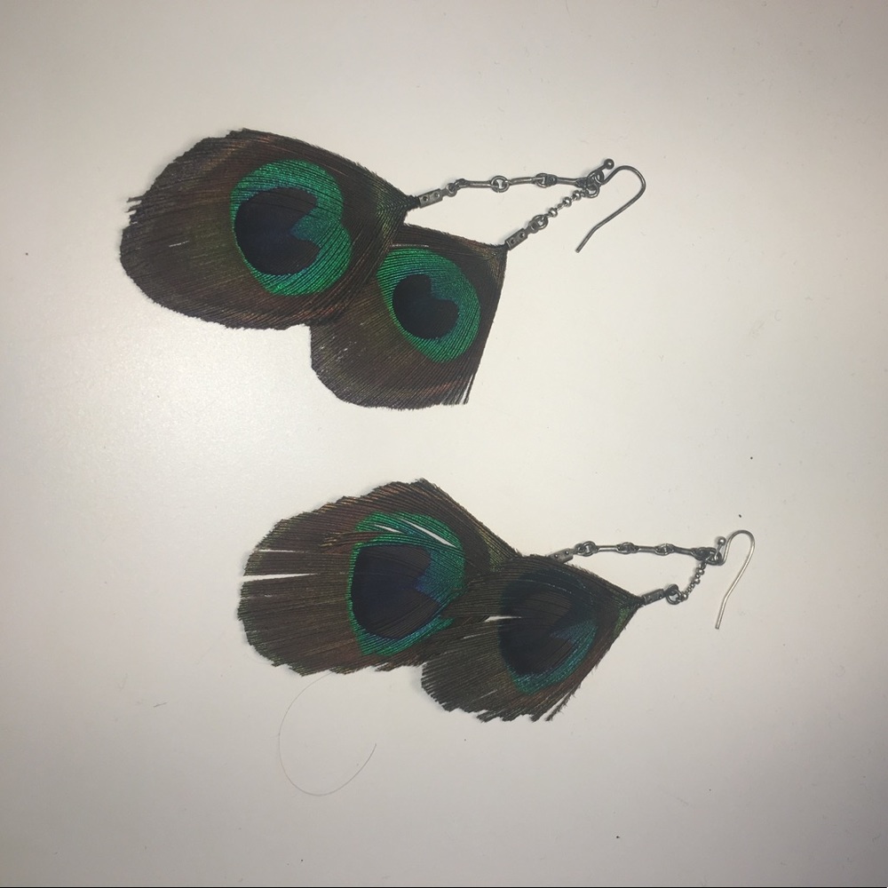 Peacock feather earrings