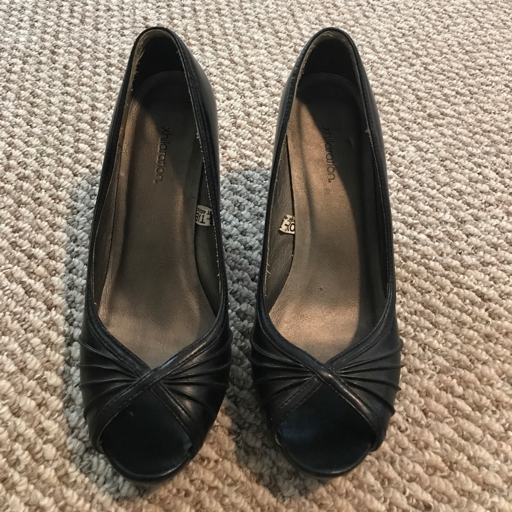 Black peep toe heels