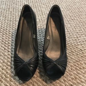 Black peep toe heels