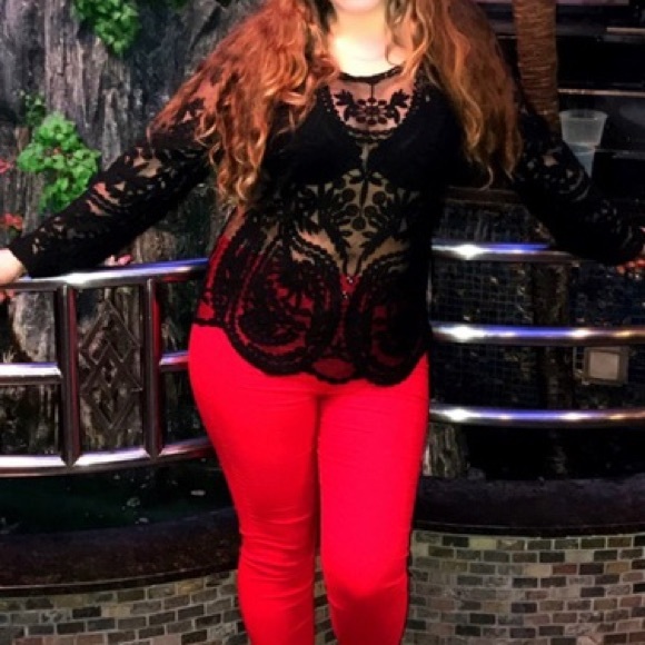 Semi sheer lace embroider crochet fits XS-M - Picture 6 of 8