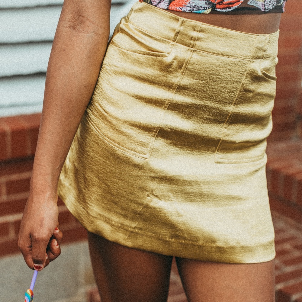 UO Silence + Noise Chartreuse Skirt