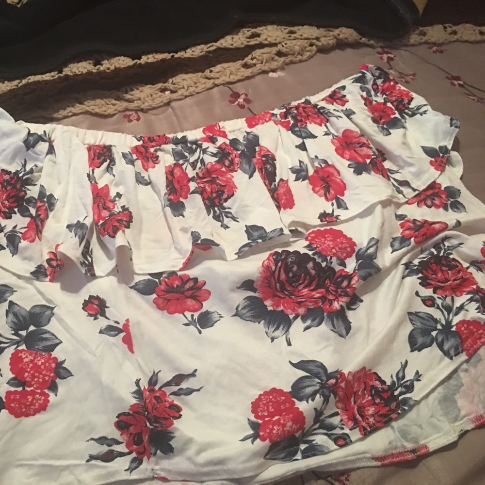 Boohoo  off the shoulder too  with red roses