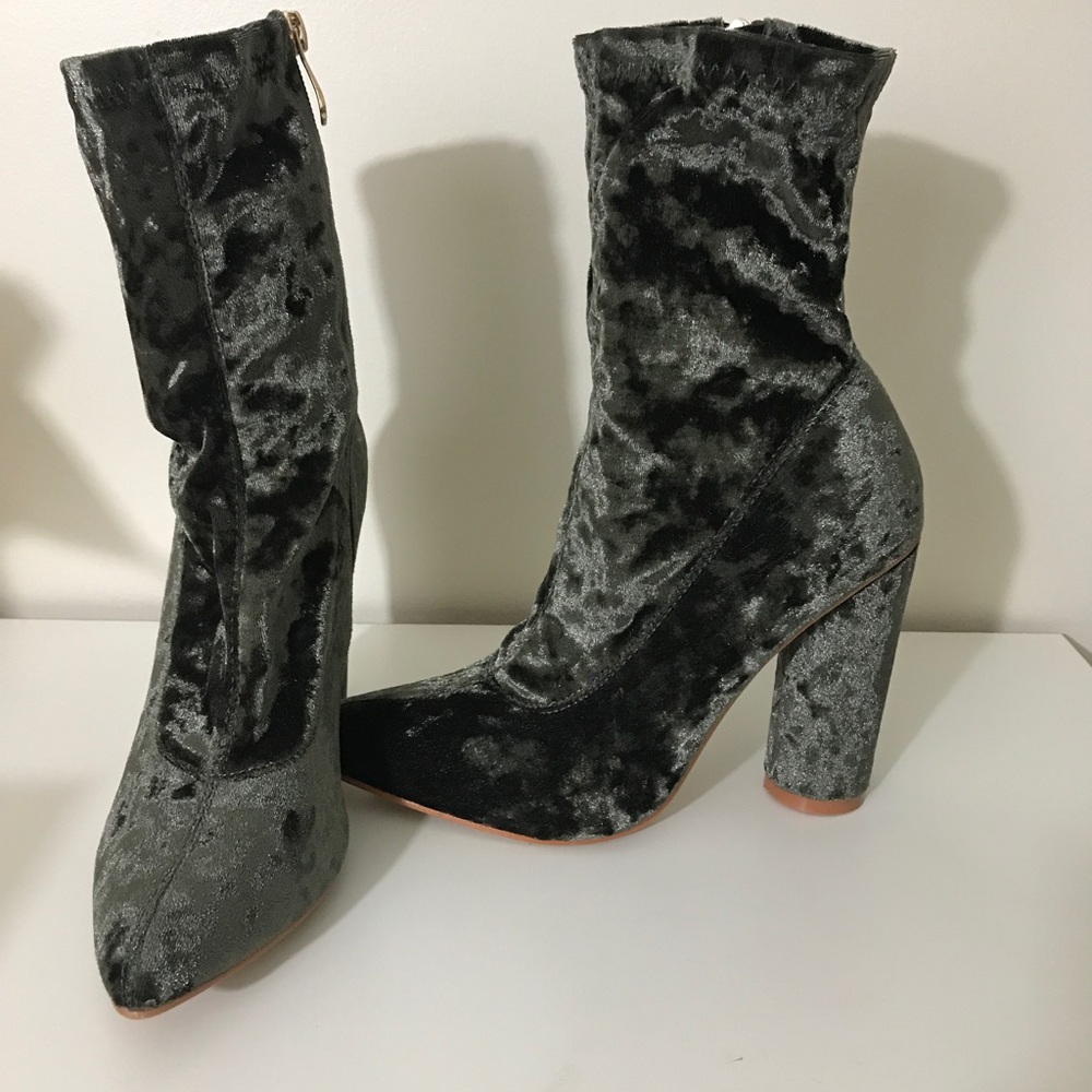 Green Velour Booties