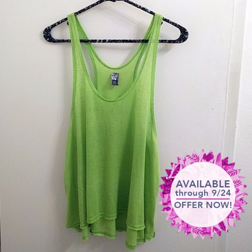 Free People Lime Green Racerback Tank Top