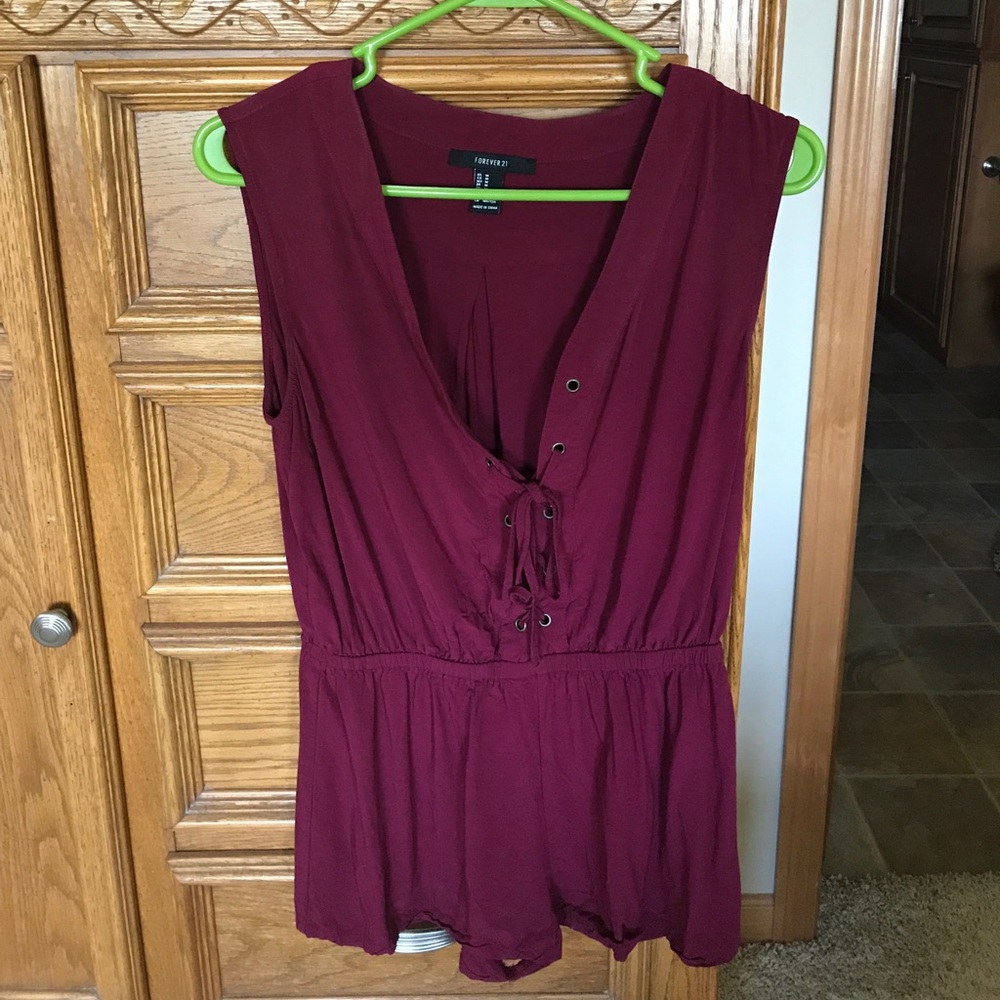 Burgundy Forever 21 Romper
