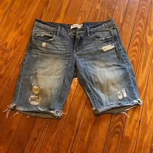 Abercrombie & Fitch Denim Destroyed Bermuda Shorts