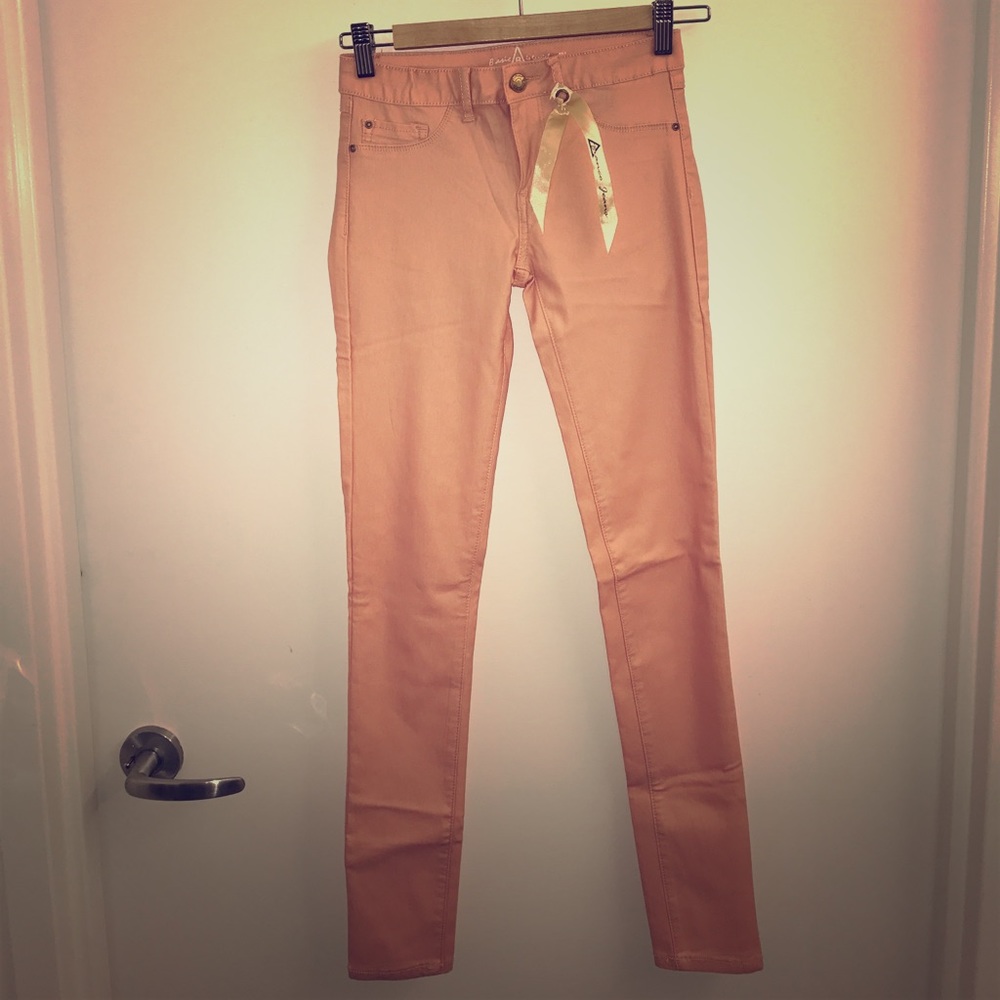 NWT - blush skinny jeans with waxed finish