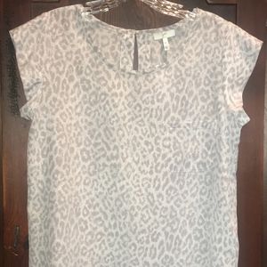 NEW Joie Rancher Stone Grey Animal Print Blouse