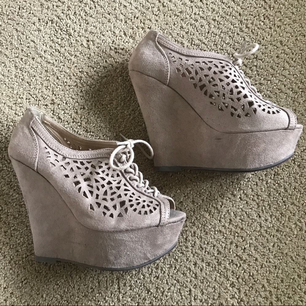 Suede Laser Cut Wedges