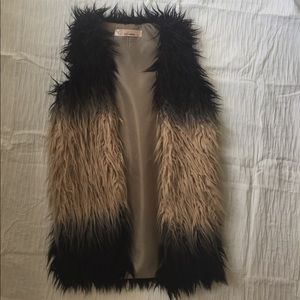 Black and Tan ombré fur vest