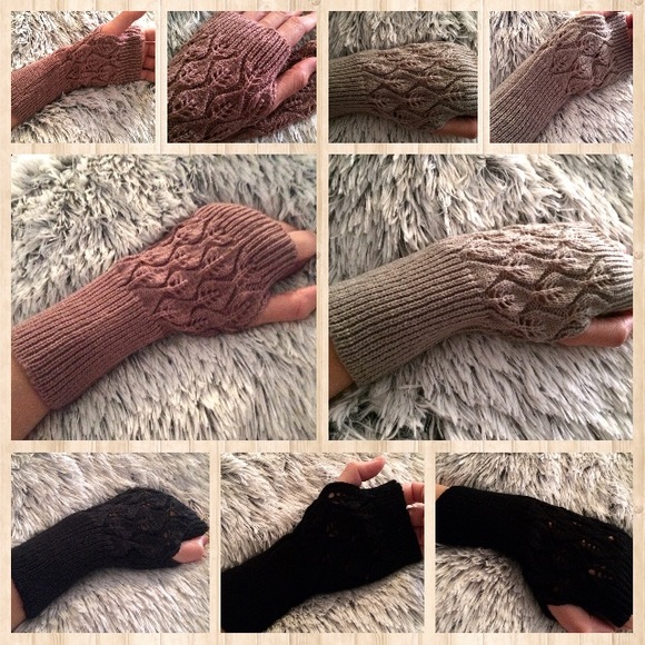 Cozy Sweater Cable Knit Gloves Mittens Fingerless - Picture 8 of 8