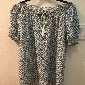 Joie Blue and White Printed Blouse