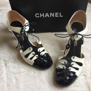 Chanel Lace Up Patent Heels Chanel Lace Up Patent Heels