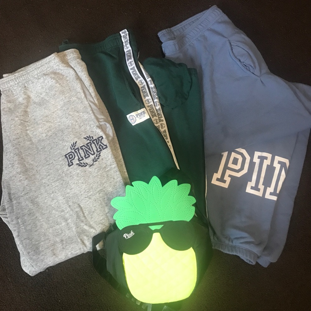 3 pairs of VS PINK campus pants