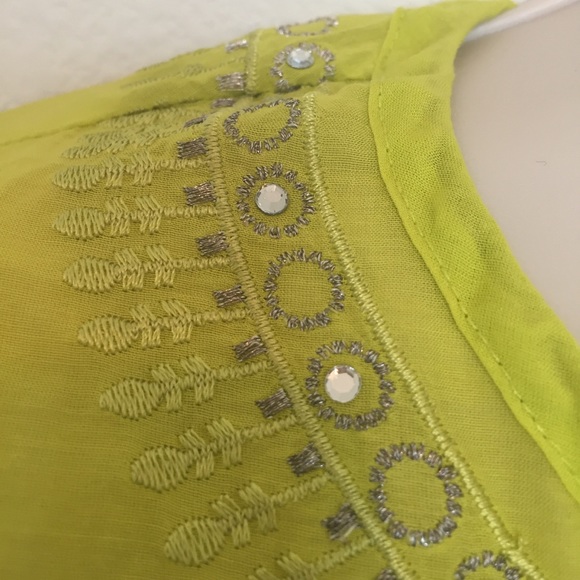 Express Lime Green Cotton/Silk Blend Tunic - Picture 3 of 8