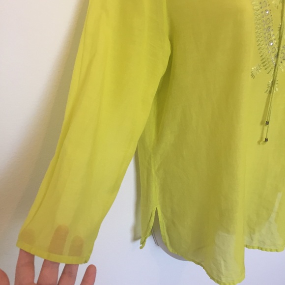 Express Lime Green Cotton/Silk Blend Tunic - Picture 4 of 8