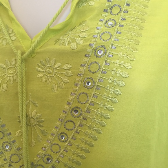 Express Lime Green Cotton/Silk Blend Tunic - Picture 5 of 8