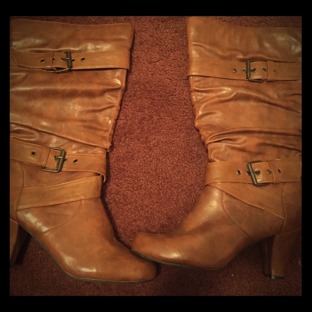 Tan leather boots