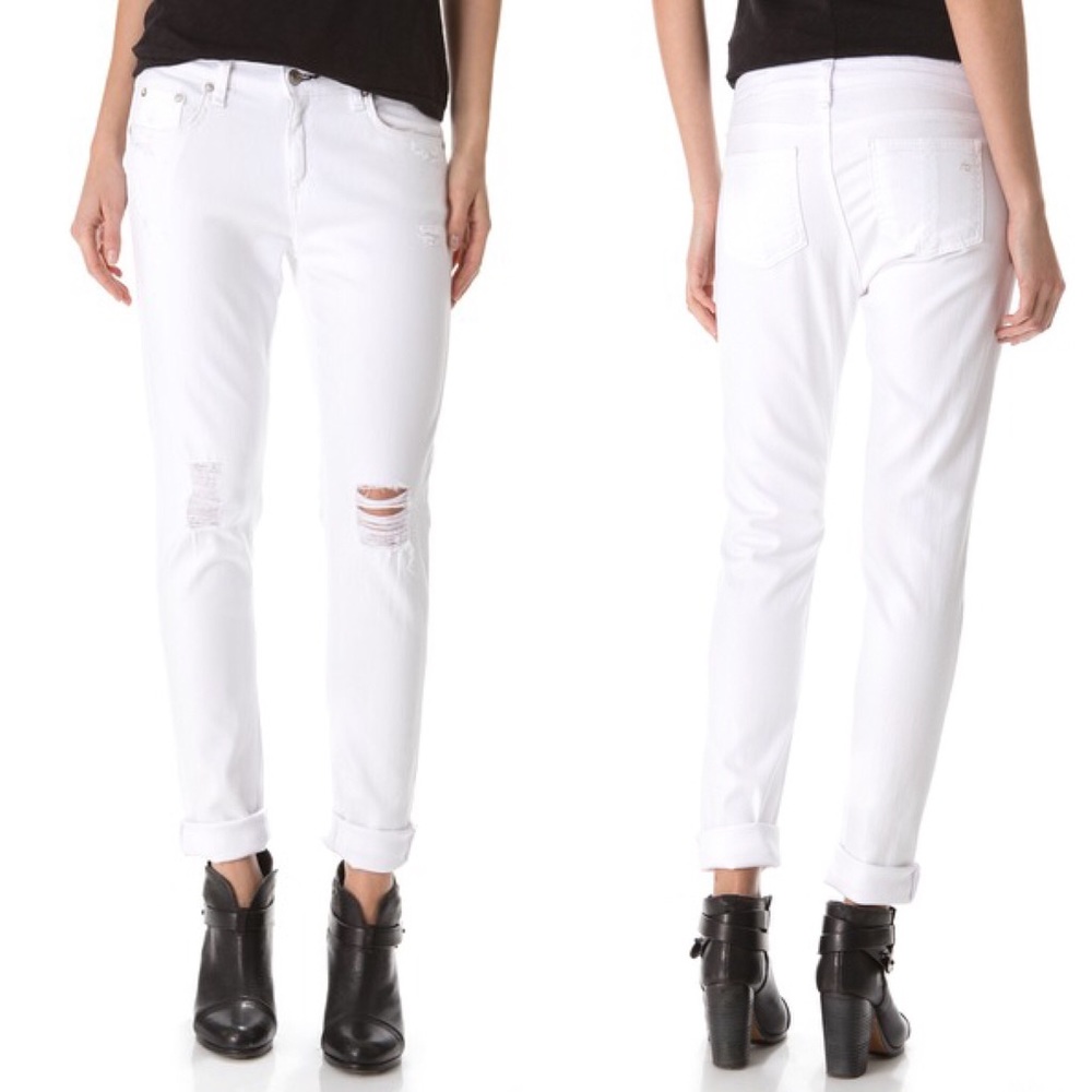 Rag & Bone Dash Slouchy Jeans In Tattered White