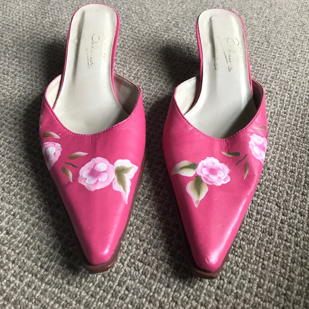 Unique hand painted one of a kind pink shoes