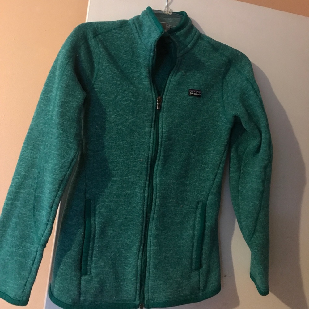 Teal full zip Patagonia fleece jacket