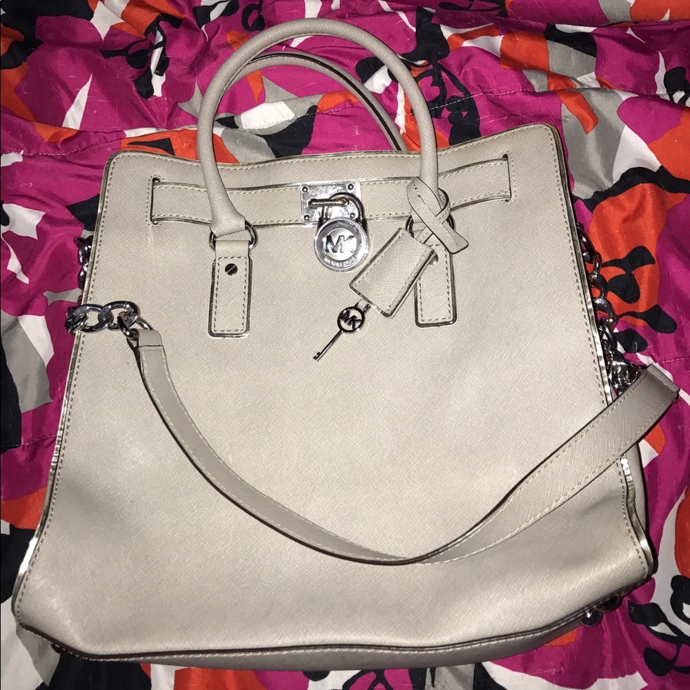 Michael Kors Hamilton Tote trimmed saffiano grey