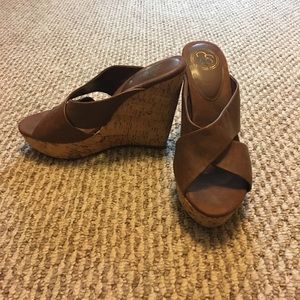 Jessica Simpson cork brown wedges
