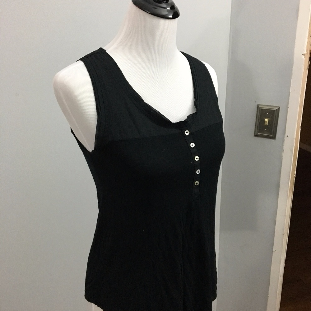 Merona Black tank with button detail