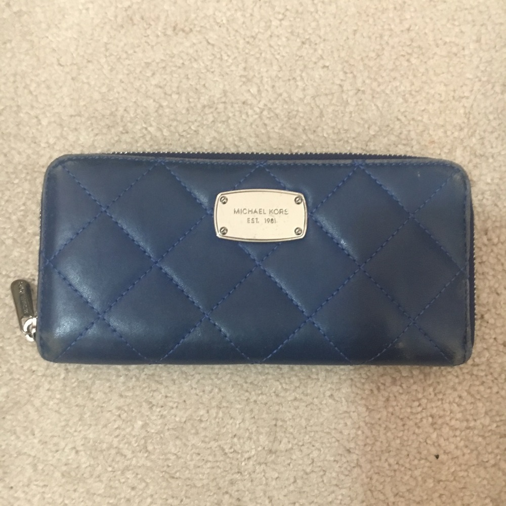 Michael Kors wallet blue quilted leather