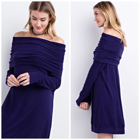 Off Shoulder or Cowl Neck Tunic Dress - Picture 2 of 2