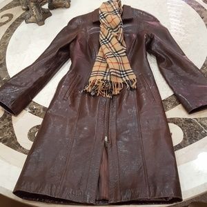Lamb leather trench coat