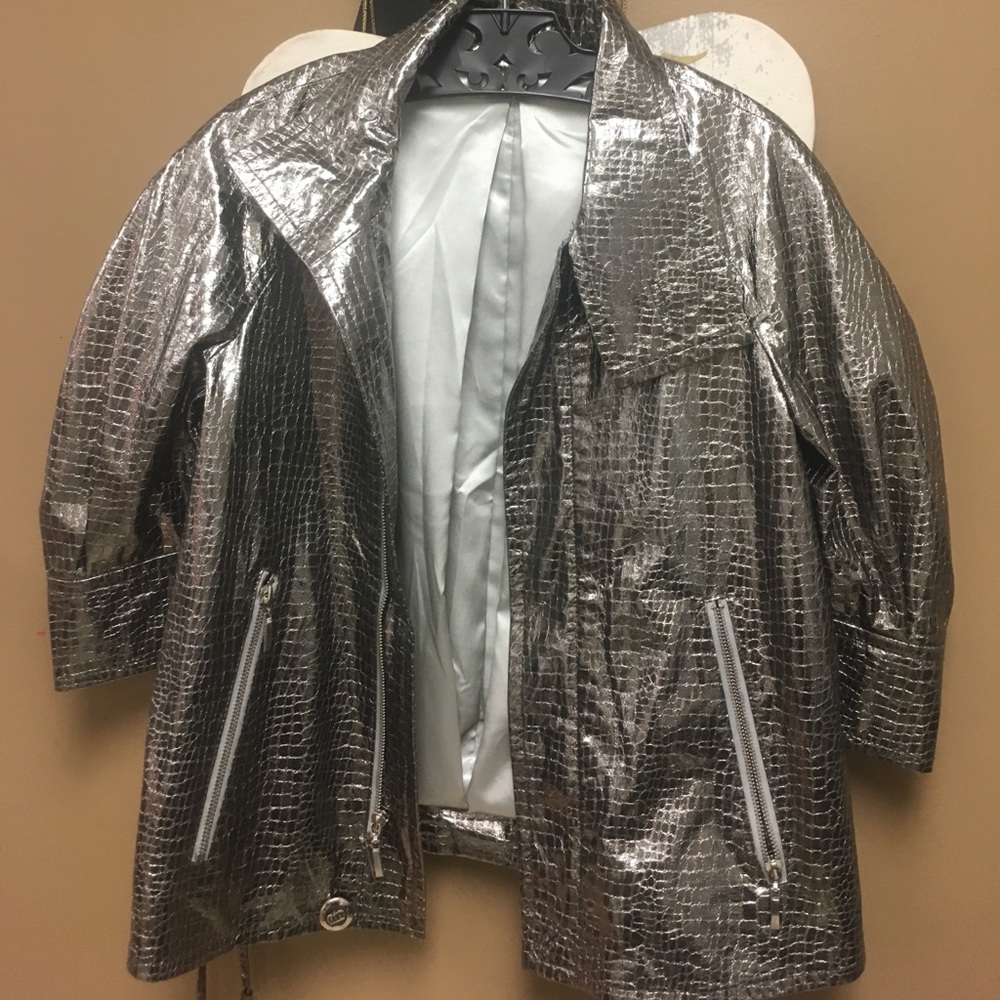 Metallic faux snake skin jacket