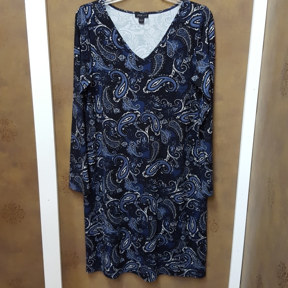 J. Jill Blue & White Long Sleeved Dress