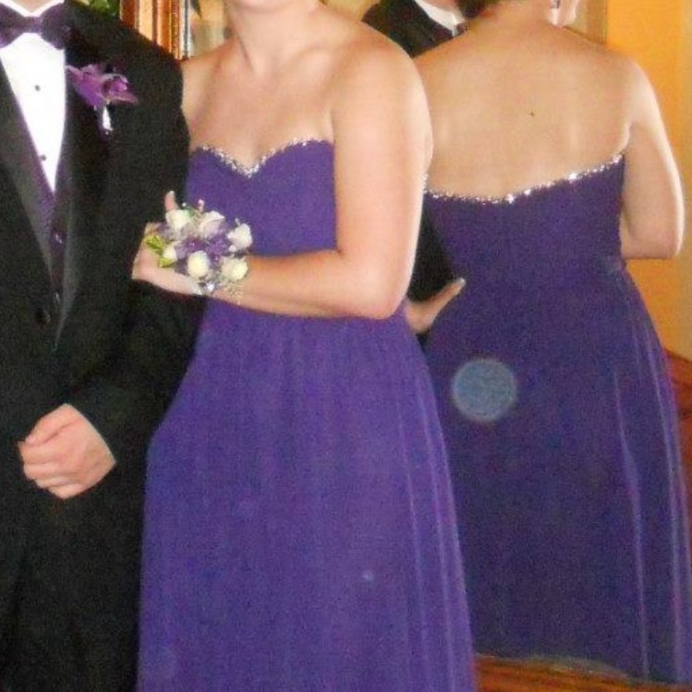 Omg purple prom dress with rhinestone sweet heart